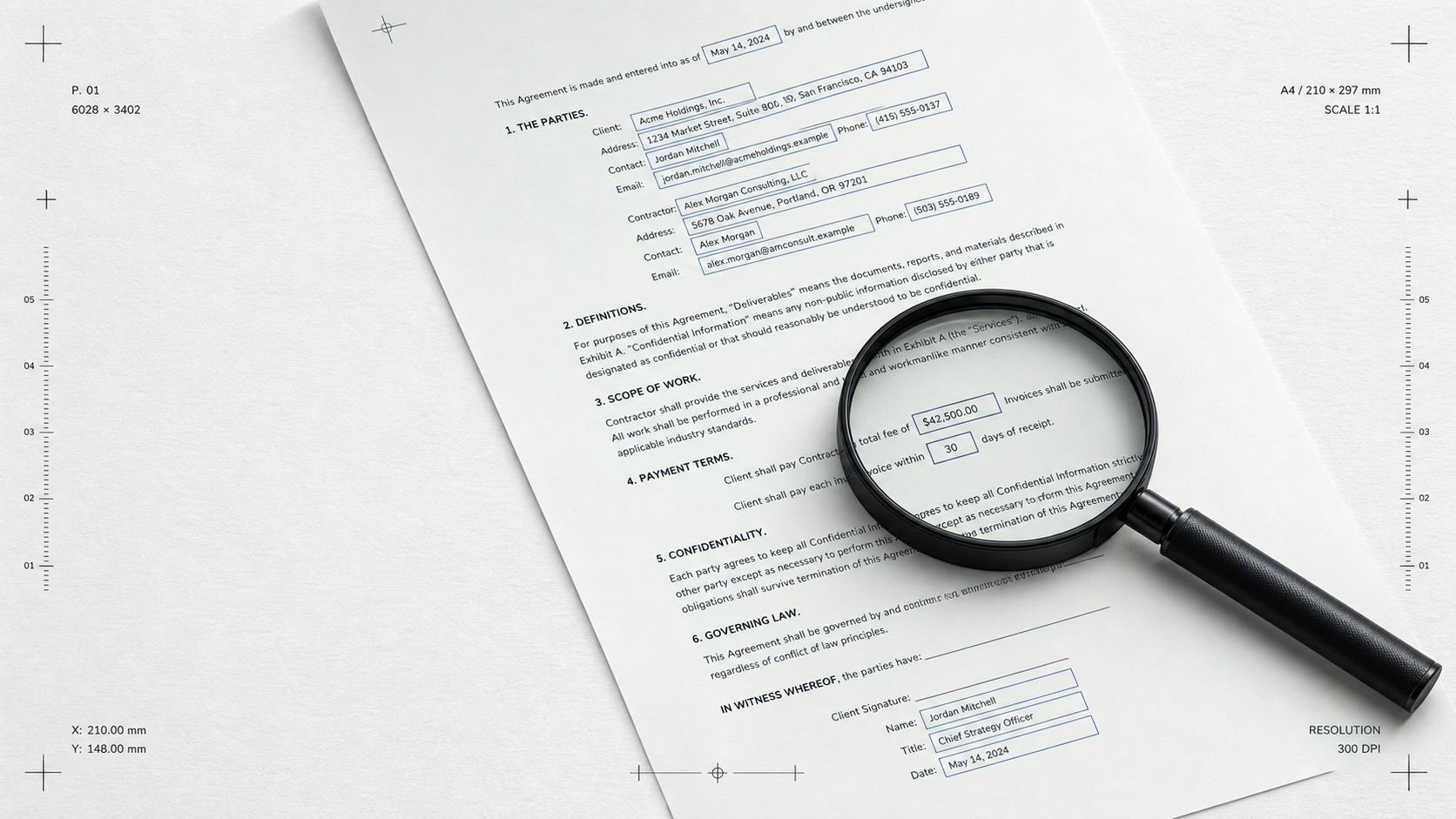 Contract with sensitive fields identified